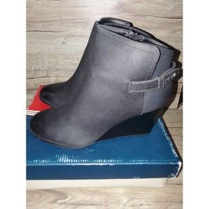 Hokus Pokus Utari Wedge Bootie Black Size 10m Womens  Gently Used